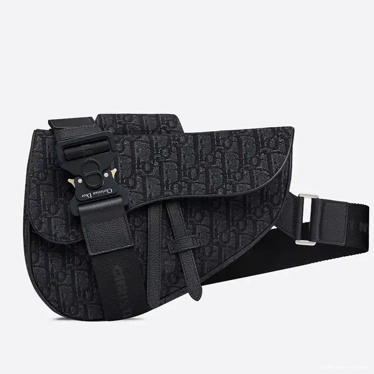 Motif Crossbody Dior Black Canvas Oblique Saddle 0418 Luxury